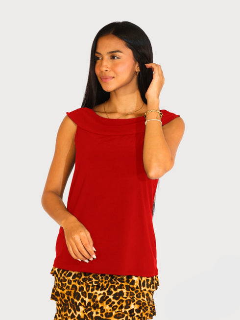 COWL NECK SLEEVELESS TOP - T662