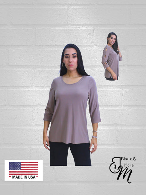 Top with 3 KEY hole details on the sleeves- T430