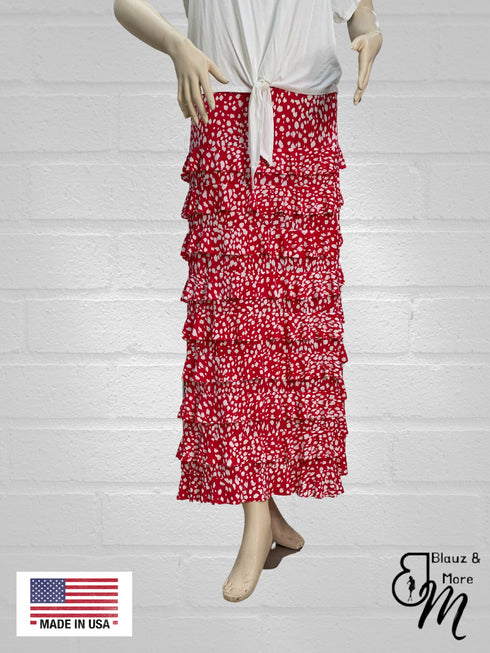 Pleated Ruffle long tiered Skirt - SK012