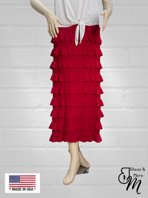 Pleated Ruffle long tiered Skirt - SK012