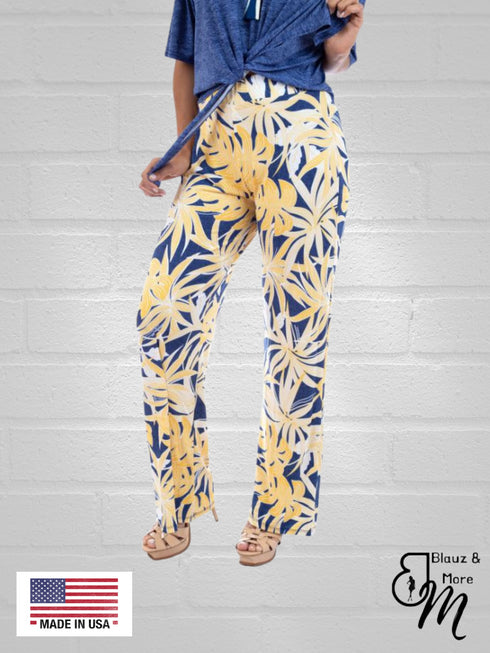 Mid Rise Straight Leg Pull-on Palazzo PRINTED- P017