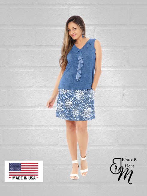 2 tier Skort with side seam pockets and elasticized waist line - SH011