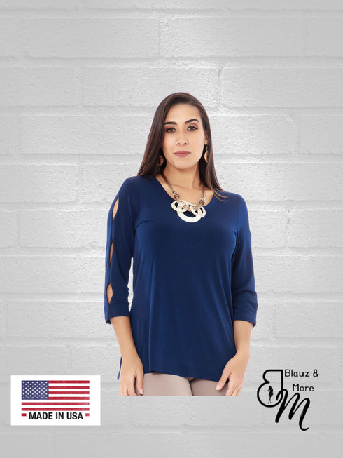 Top with 3 KEY hole details on the sleeves- T430