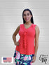 V neck Ruffle front sleeveless Top - T033