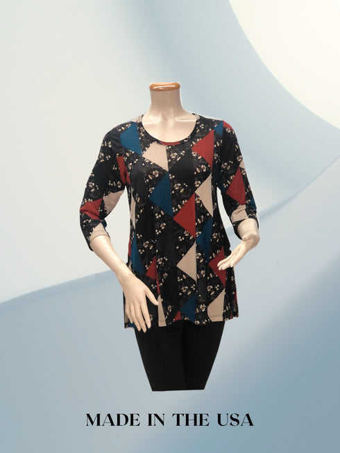 Scoop Neck Cross Back Tunic Top - Regular and Plus Sizes available