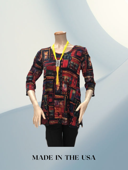 Scoop Neck Cross Back Tunic Top - Regular and Plus Sizes available