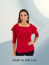 Ruffle Front Cold Shoulder Top - T362
