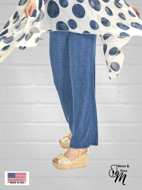 Mid Rise Straight Leg Pull-on Palazzo PRINTED- P017