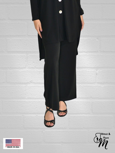 Mid Rise Straight Leg Pull-on Palazzo in solid colors Lounge Wide Leg casual Flowy Pants - P015