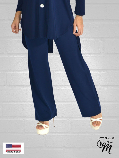 Mid Rise Straight Leg Pull-on Palazzo in solid colors Lounge Wide Leg casual Flowy Pants - P015
