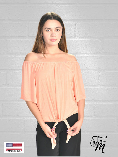 OFF Shoulder top with a front knot detail - T509