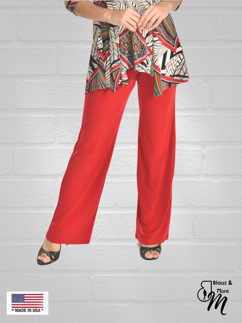 Mid Rise Straight Leg Pull-on Palazzo in solid colors Lounge Wide Leg casual Flowy Pants - P015