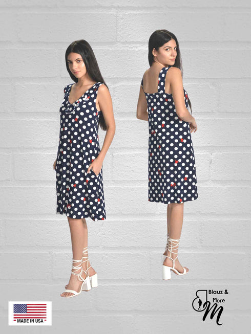 Ruffle Neck Skater Style tank dress with square back and Pocket-D006