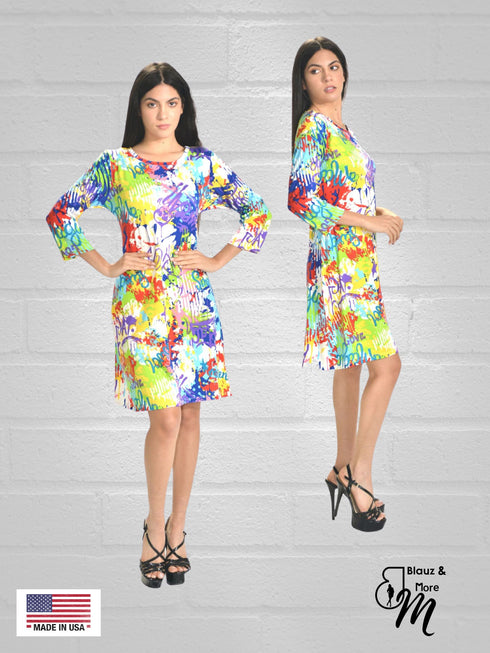 Beyond Travel 3/4 Sleeves Knee length Midi Dress D077