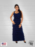 Long Ruffle Maxi Solid color Dress Sleeveless -D211