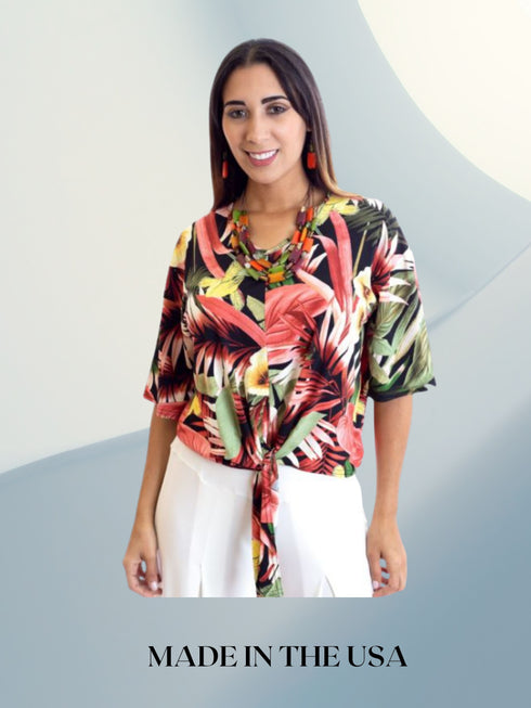 Tie Front Short Sleeve Top - Regular & Plus Sizes available- T541