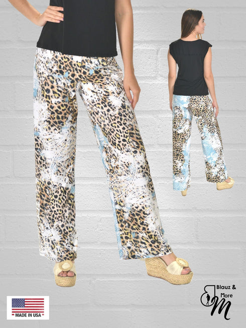 Mid Rise Straight Leg Pull-on Digital Print Palazzo Pants - DIGITAL