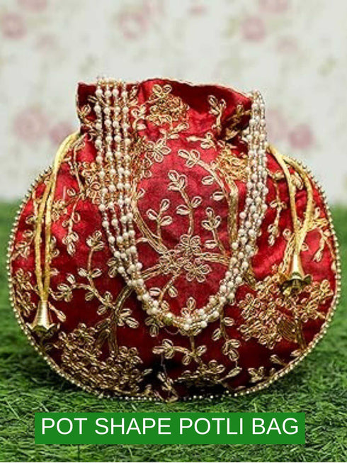 Jewelry Designer Women Potli Bags, Evening Handbags for women - Pot ShapePT Bags