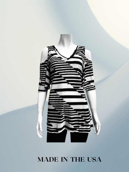 V-Neck Cold Shoulder Top - Regular and Plus Sizes available