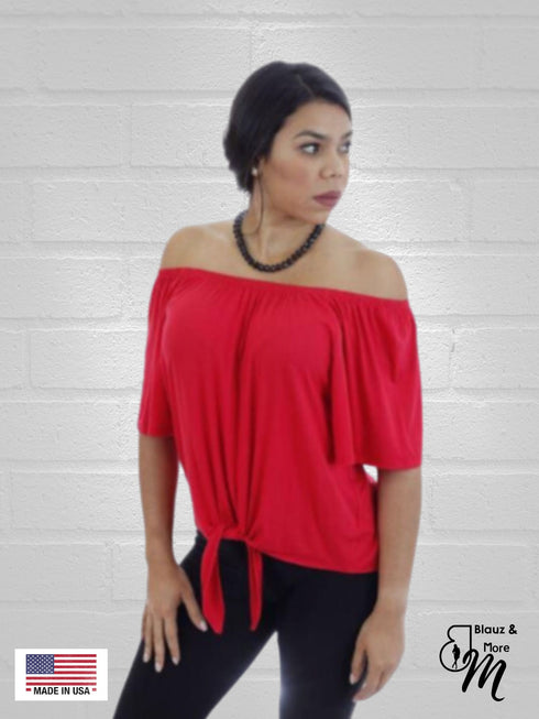 OFF Shoulder top with a front knot detail - T509